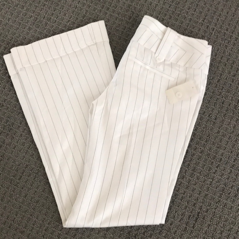 White stripped slacks